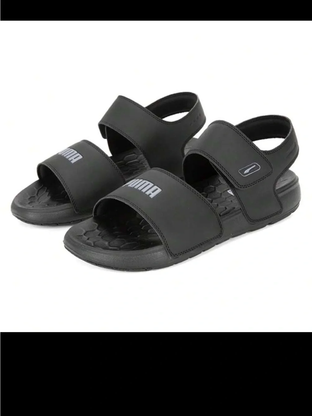 Puma Black Dual-Strap Slide Sandals
